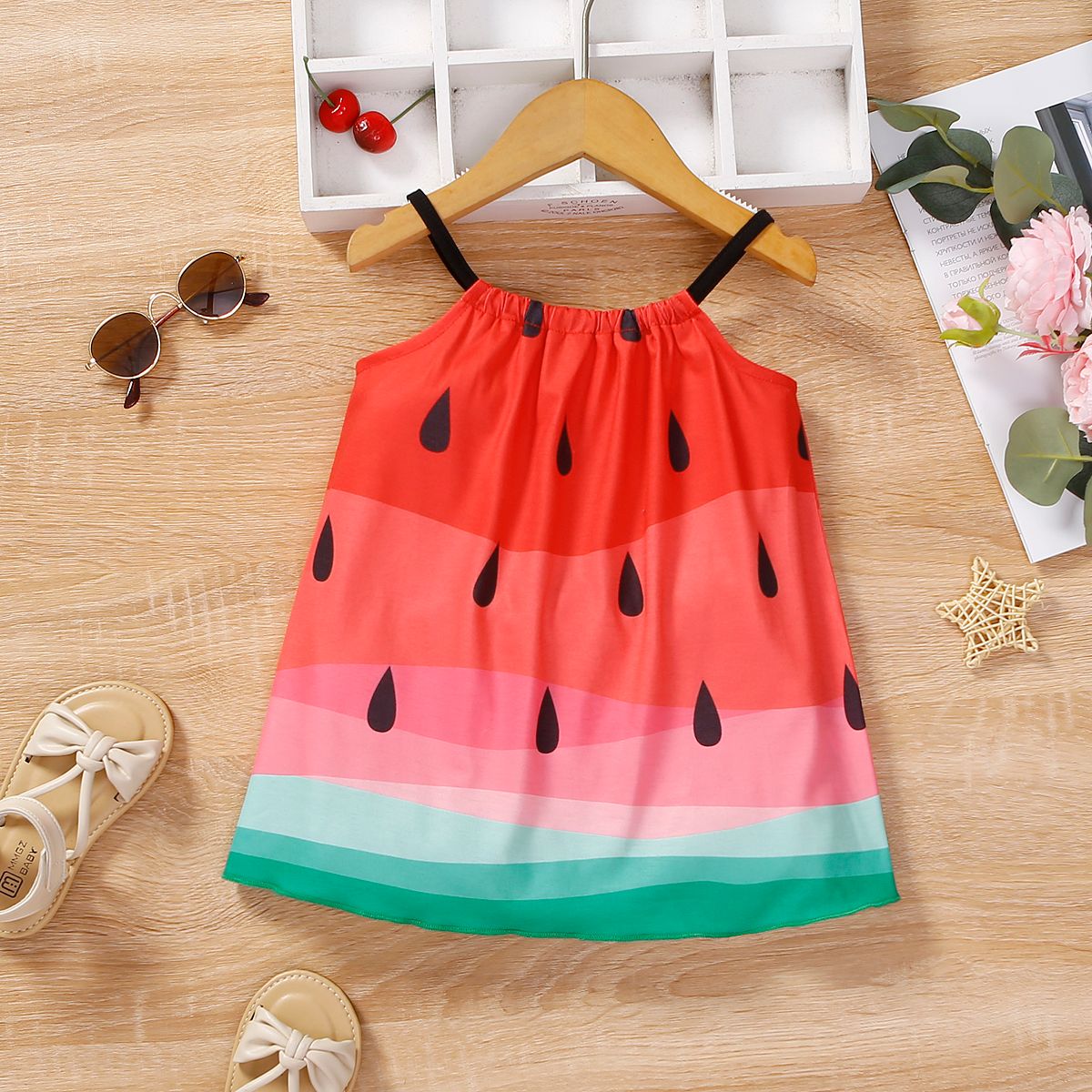 

Baby Girl Watermelon Pattern Slip Dress