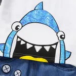 2pcs Toddler Boy Shark Print Short-sleeve Tee and Ripped Denim Shorts Set  image 5