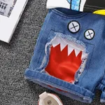 2pcs Toddler Boy Shark Print Short-sleeve Tee and Ripped Denim Shorts Set  image 6
