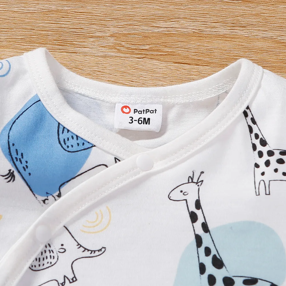 Baby Girl/Boy Elephant & Giraffe Print Short-sleeve Jumpsuit  big image 3
