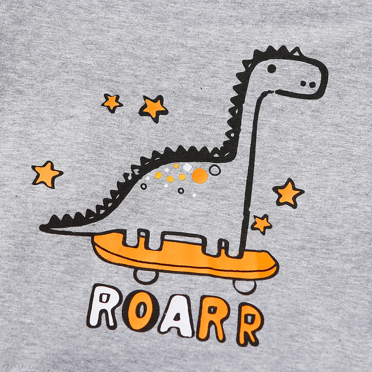 2pcs Baby Boy 95% Cotton Dinosaur Print Short-sleeve Tee and Solid Shorts Set Flecked Grey image 4