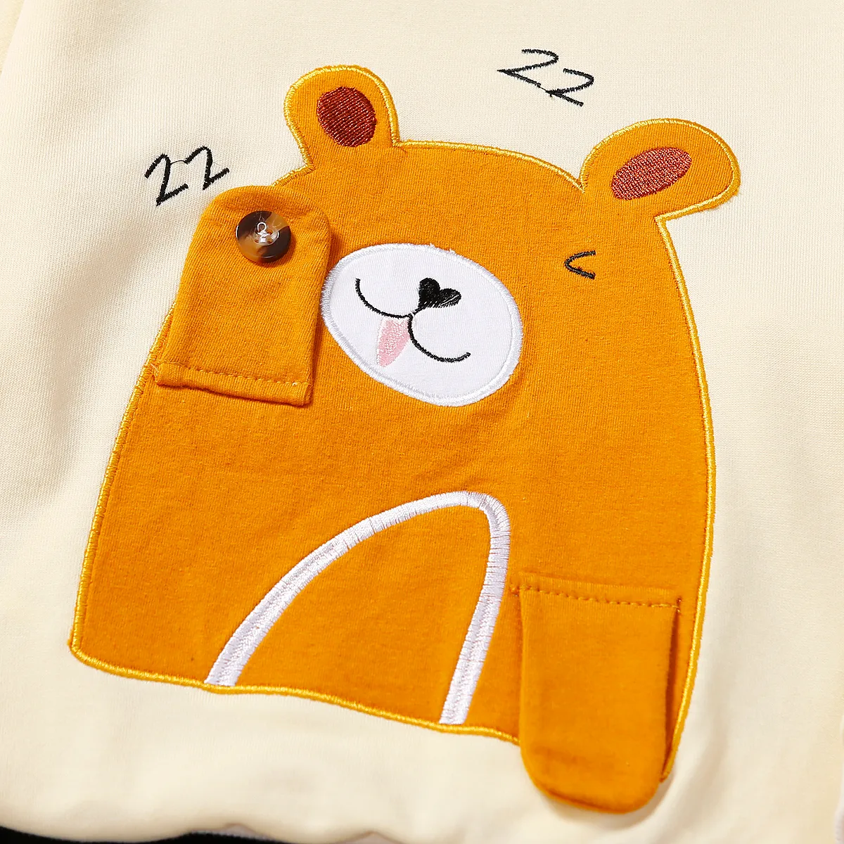 2pcs Toddler Girl Cute Bear Embroidered Pullover Sweatshirt and Pants Set  image 3