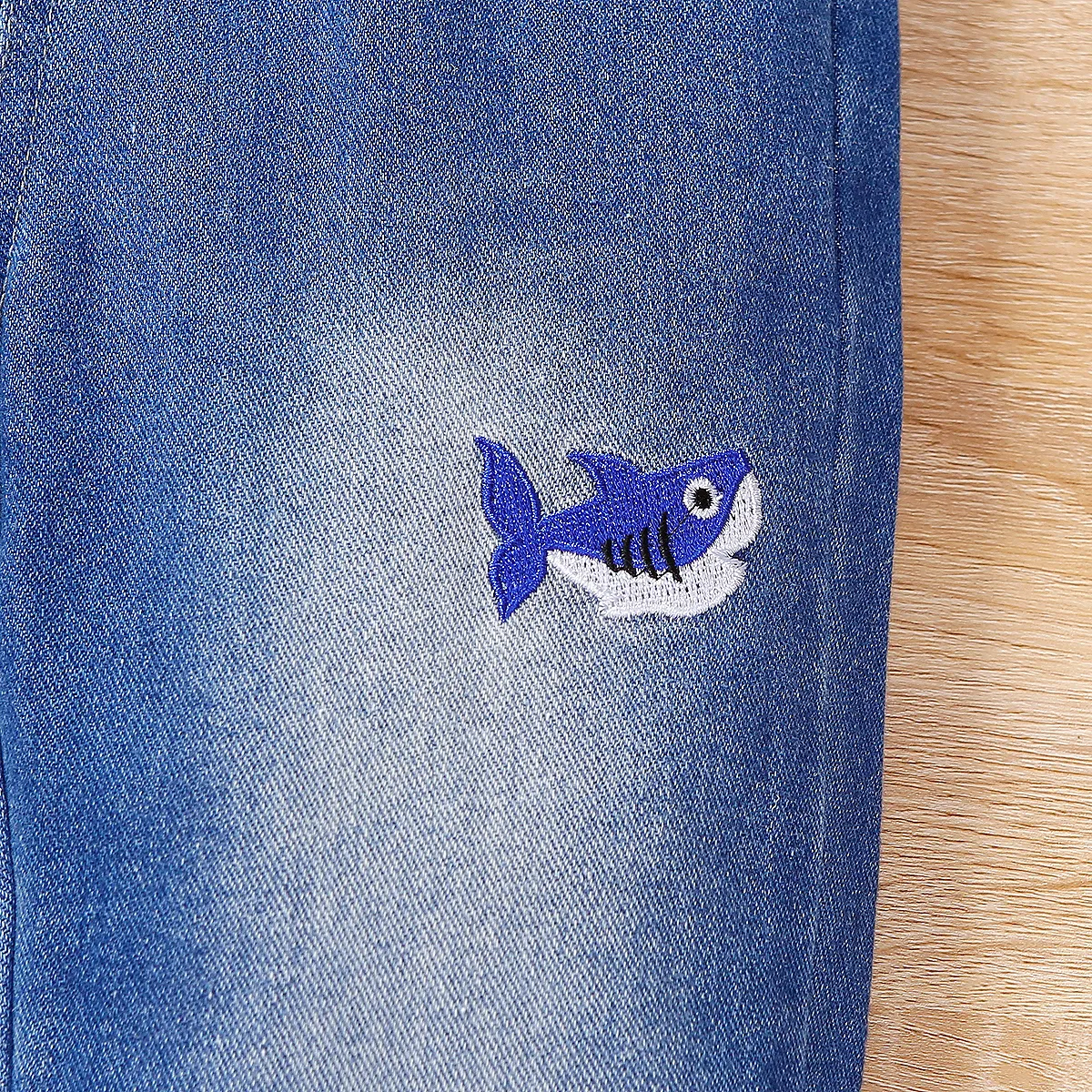 Toddler Boy Sea Animal Embroidered Jeans   Blue image 5