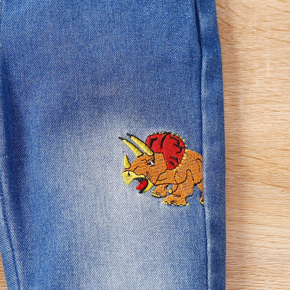 Toddler Boy Dinosaur Embroidered Jeans   big image 6