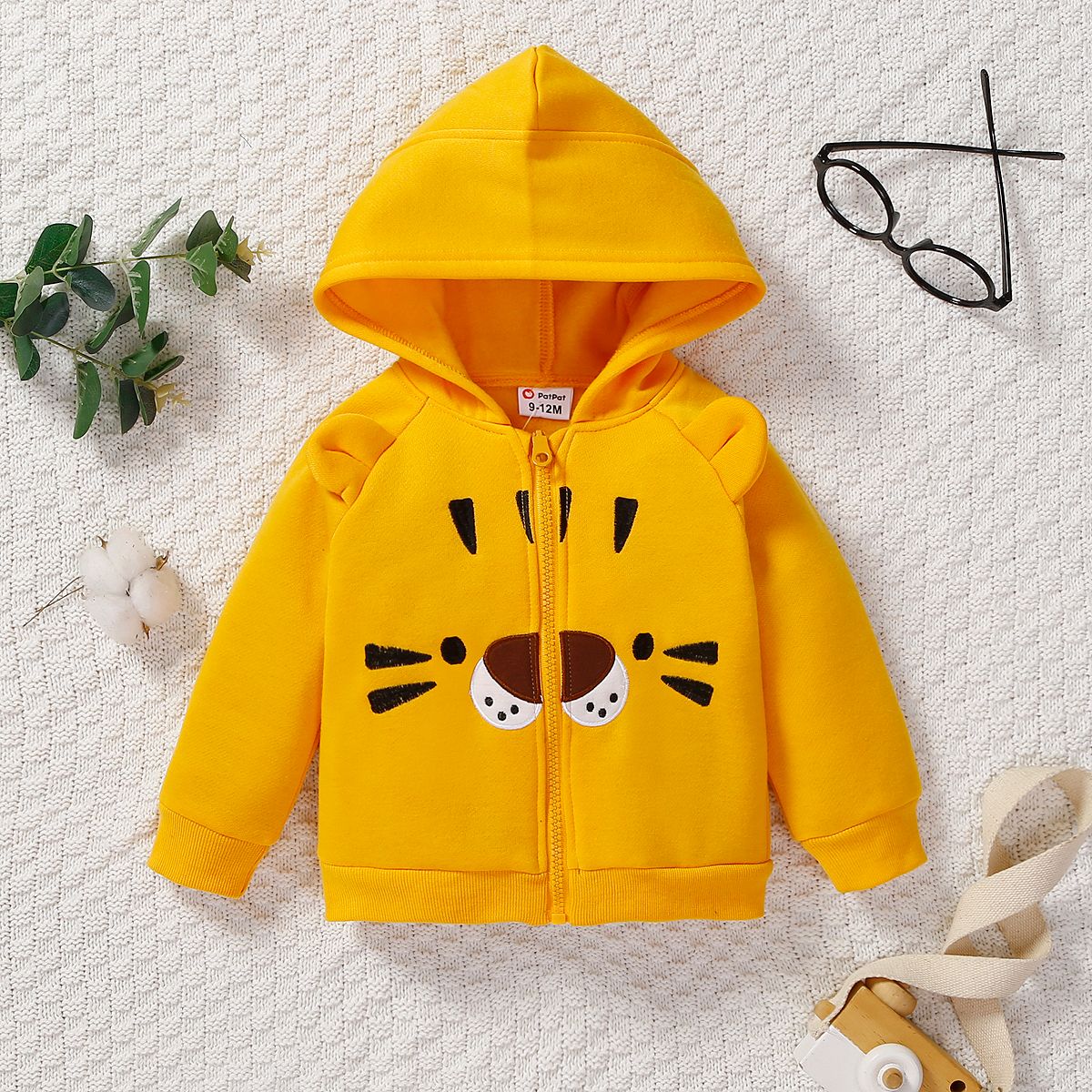 Baby Boy/Girl Tiger Embroidery Zipper Hooded Long-sleeve Jacket