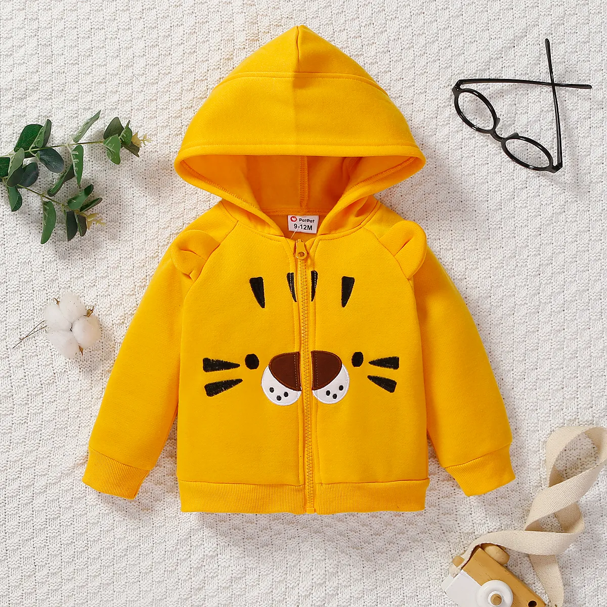 Bebé Unissexo Hipertátil/3D Tigre Infantil Manga comprida Blusões e casacos Amarelo big image 1