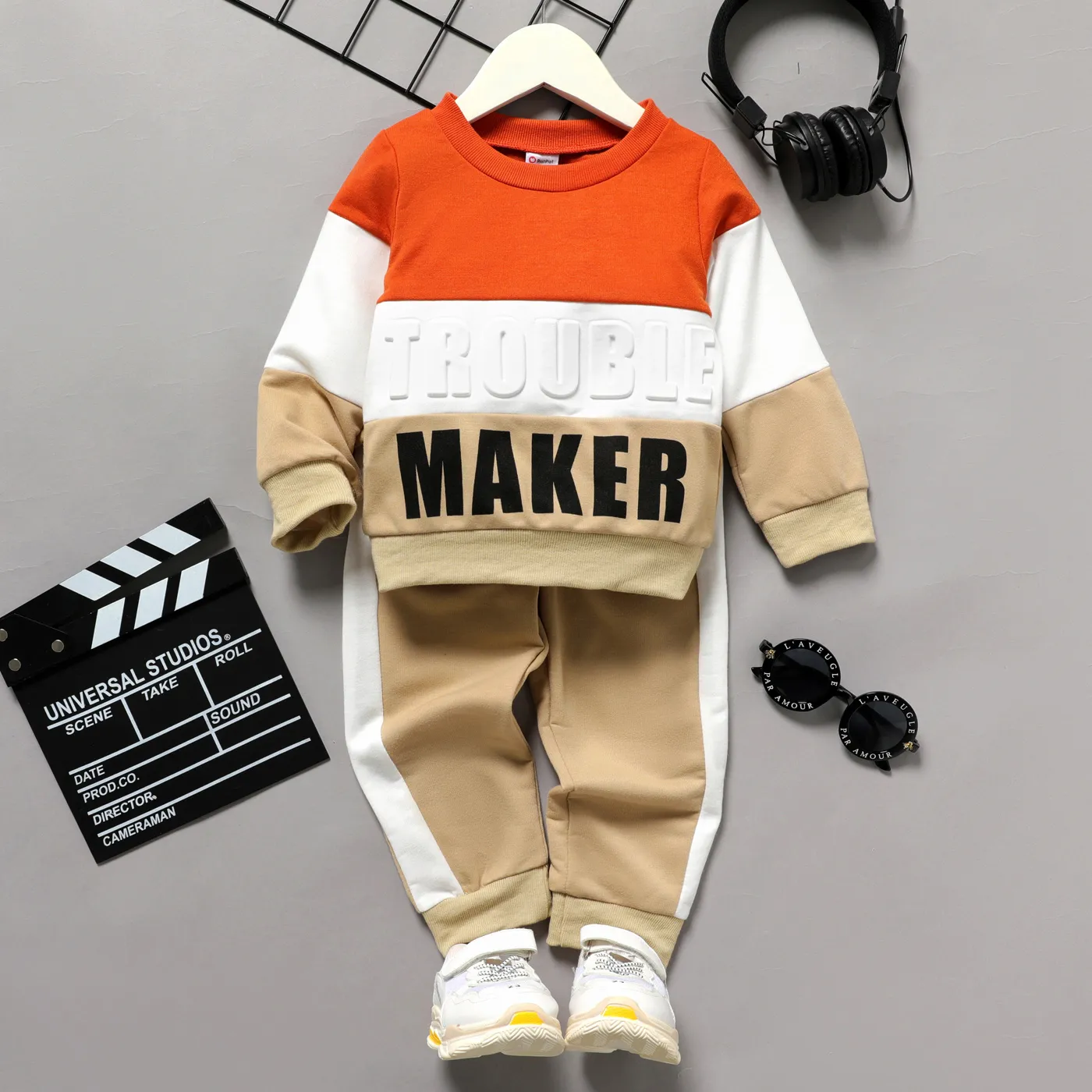 2 unidades Criança Conjuntos Menino Letras Costuras de tecido Laranja image 6
