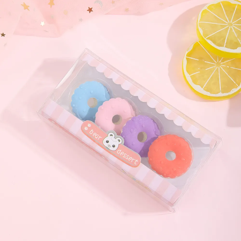 Food Erasers Cute 3D Donut Dessert Erasers Toy Gifts Set for Kids Classroom Rewards Student Stationery Supply Light Pink big image 1