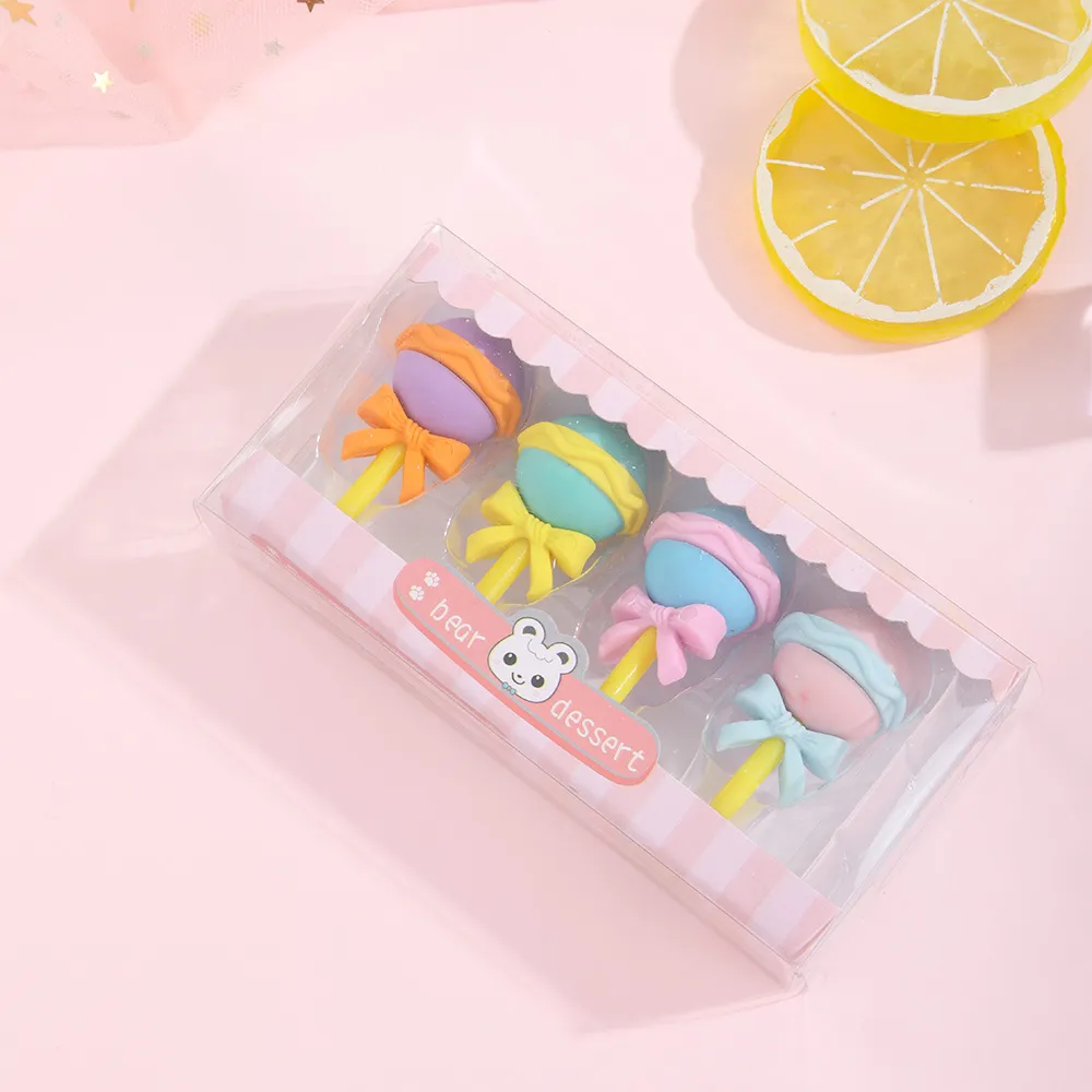 Food Erasers Cute 3D Donut Dessert Erasers Toy Gifts Set for Kids Classroom Rewards Student Stationery Supply Dark Pink big image 1
