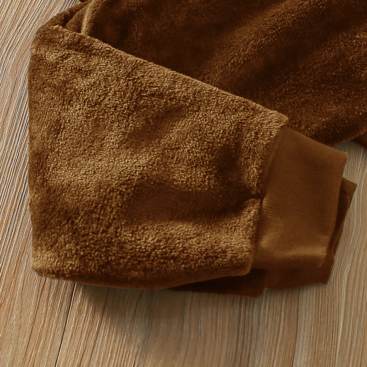 2-piece Toddler Boy Colorblock Fuzzy Flannel Fleece Pullover Sweatshirt and Solid Color Pants Set Brown image 5