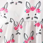 2pcs Baby Girl Bow Front Pretty Rabbit Print Tank Dress & Hat Set  image 4