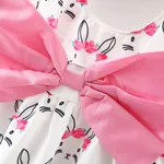 2pcs Baby Girl Bow Front Pretty Rabbit Print Tank Dress & Hat Set  image 5