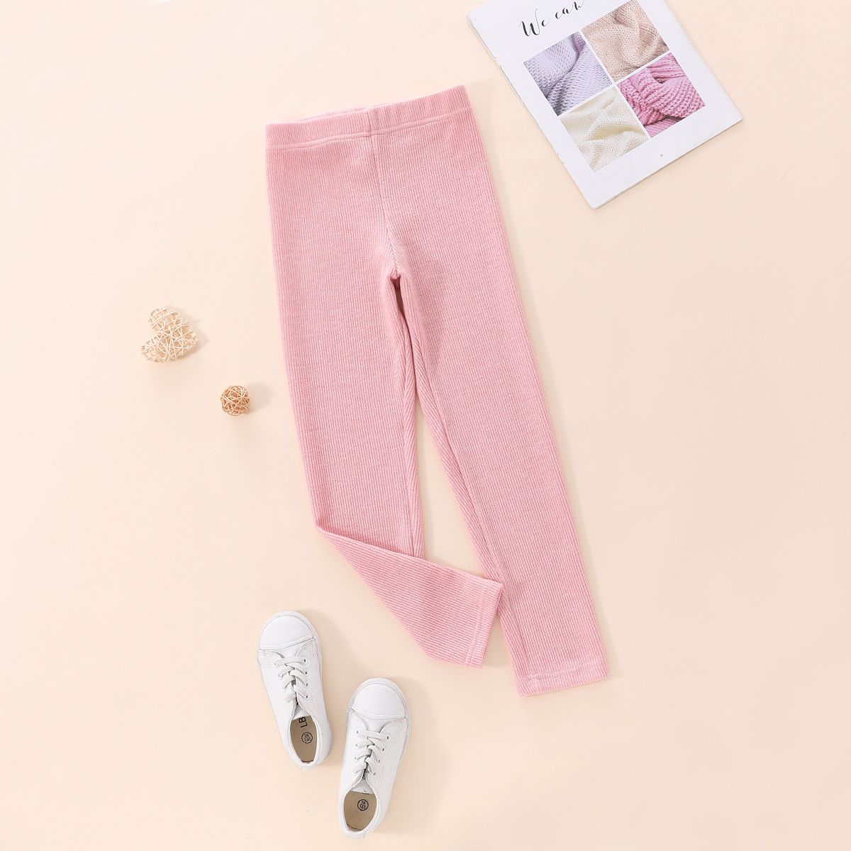 

Kid Girl Solid Color Elasticized Leggings
