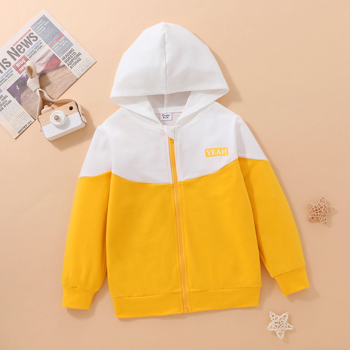 

Kid Boy/Kid Girl Letter Print Colorblock Zipper Jacket Sweatshirt