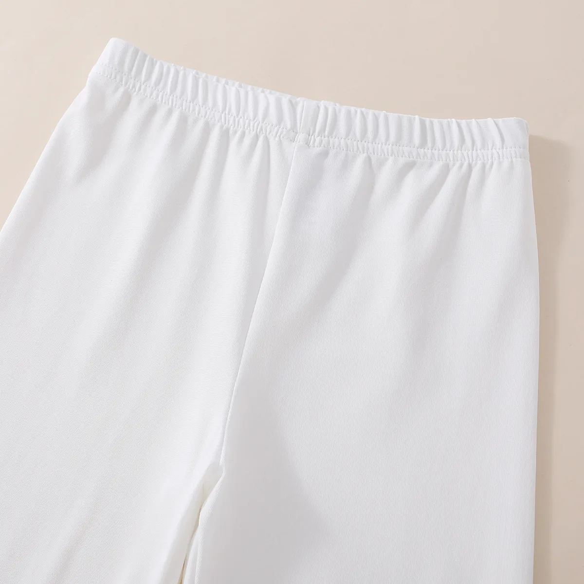 Kid Girl Floral Lace Design Solid Color Capri Leggings White image 3