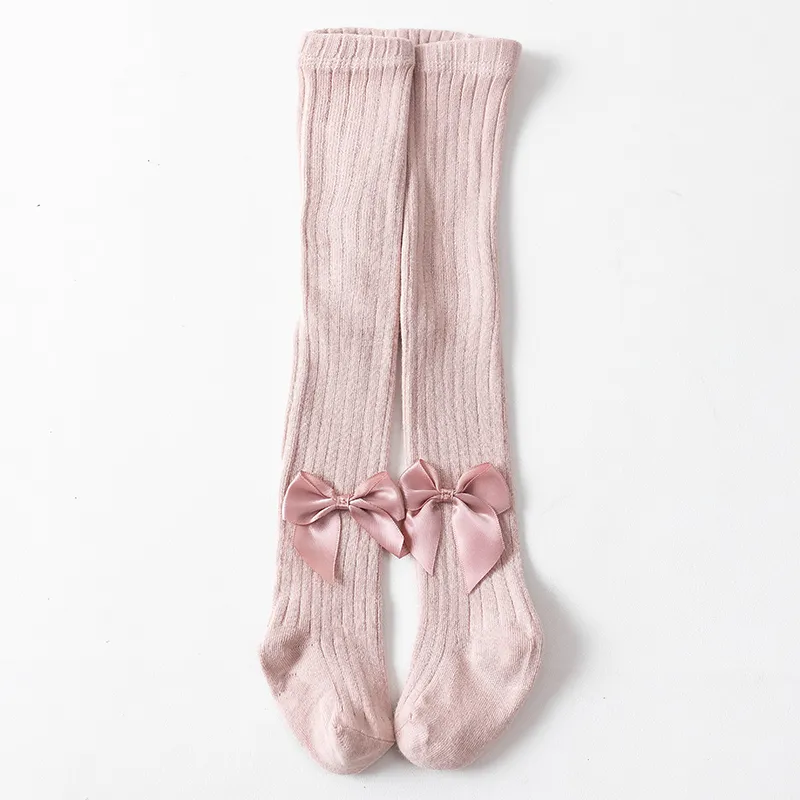 Baby / Toddler / Kid Solid Bowknot Stockings (Various colors) Pink