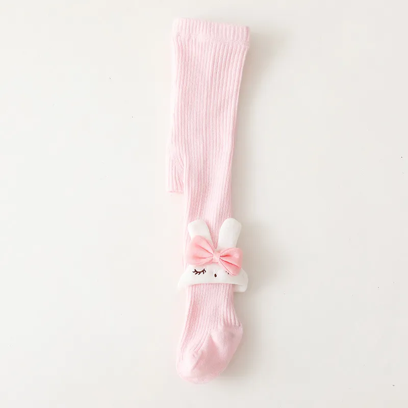 Bebê / criança / criança dos desenhos animados coelho decoração calça de cor sólida meia-calça Rosa big image 1