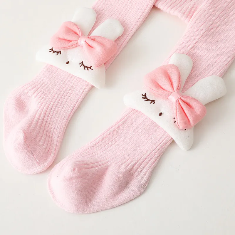 嬰兒/幼兒/兒童卡通兔子裝飾純色連褲襪緊身衣 粉色 big image 1