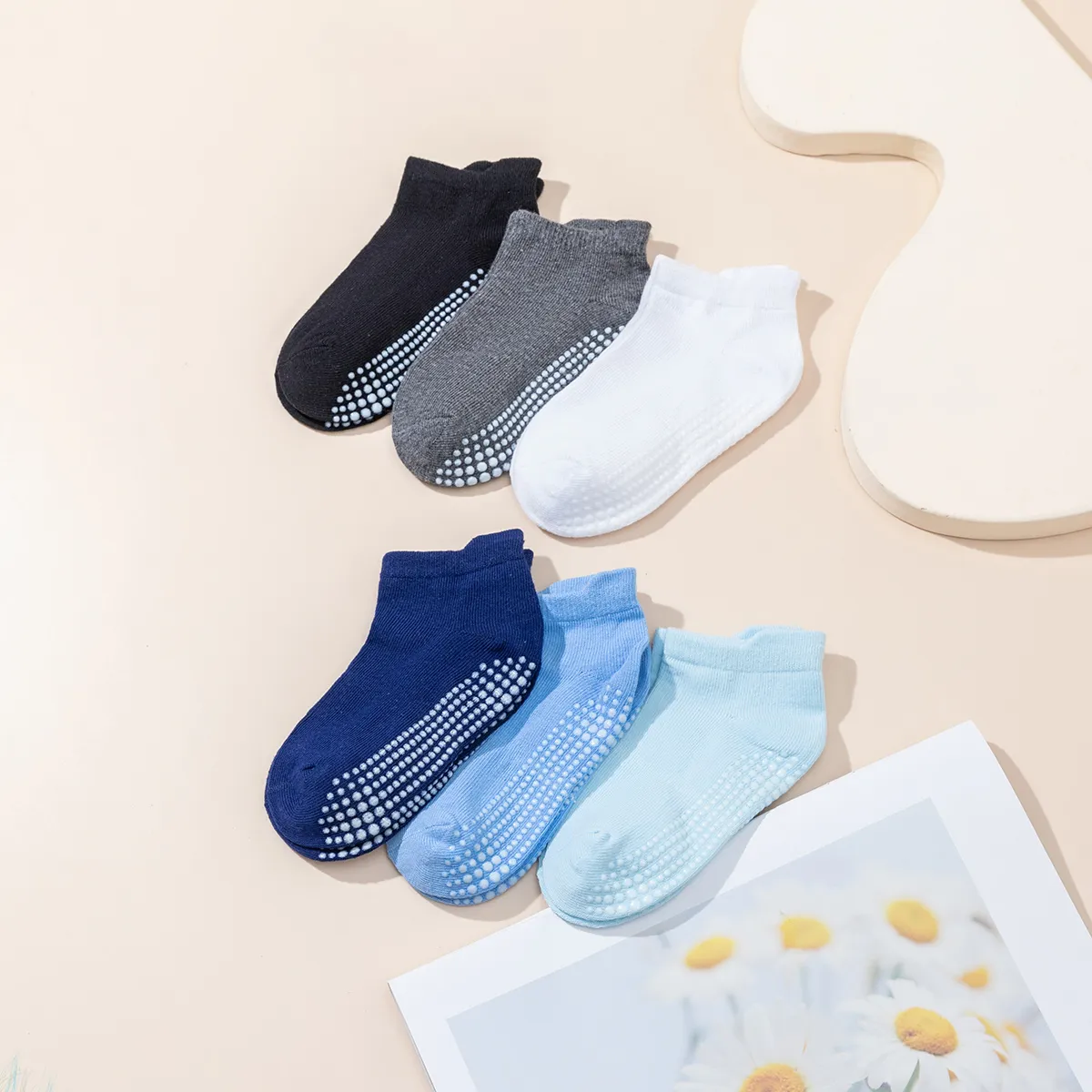 6 paires de chaussettes solides antidérapantes pour bébé/tout-petit Multicolore big image 1