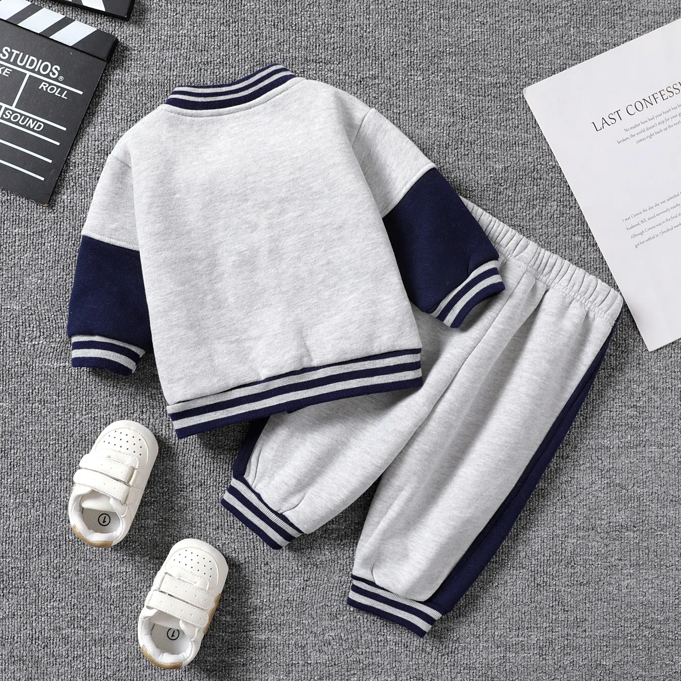 2pcs Baby/Toddler Boy Classic Letter Long Sleeve Set   image 3