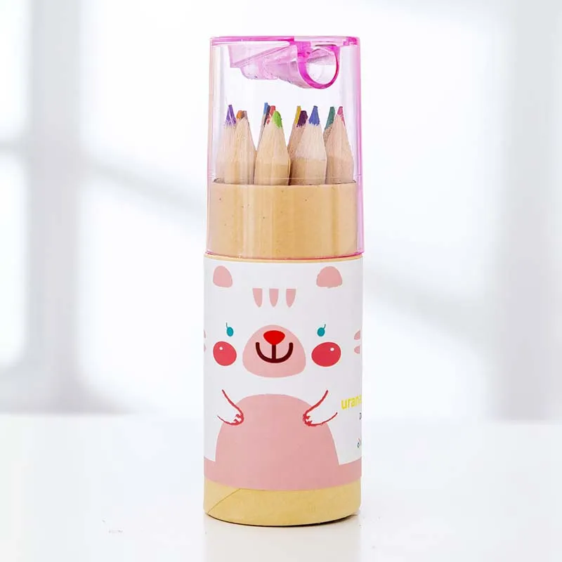 

12-Colors Colored Pencils Cute Little Bear Drawing Painting Coloring Small Pencil Kid Adult Office School Student Stationery Supply