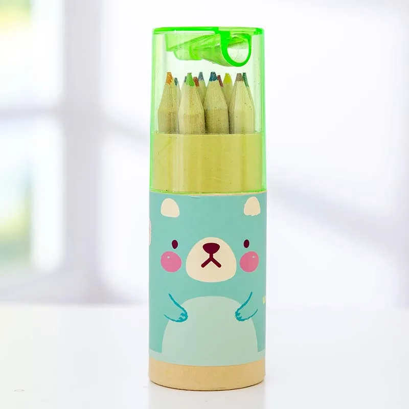 

12-Colors Colored Pencils Cute Little Bear Drawing Painting Coloring Small Pencil Kid Adult Office School Student Stationery Supply