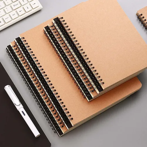 Caderno espiral a5 com capa kraft 60 folhas bloco de notas com fio diário papelaria material escolar