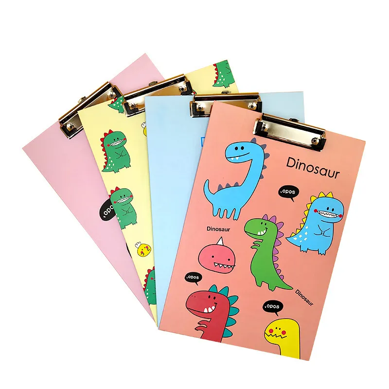 padrão de dinossauro bonito dos desenhos animados a4 prancheta placa dura placa de clipe plana almofada de escrita pasta de arquivo material de escritório escolar