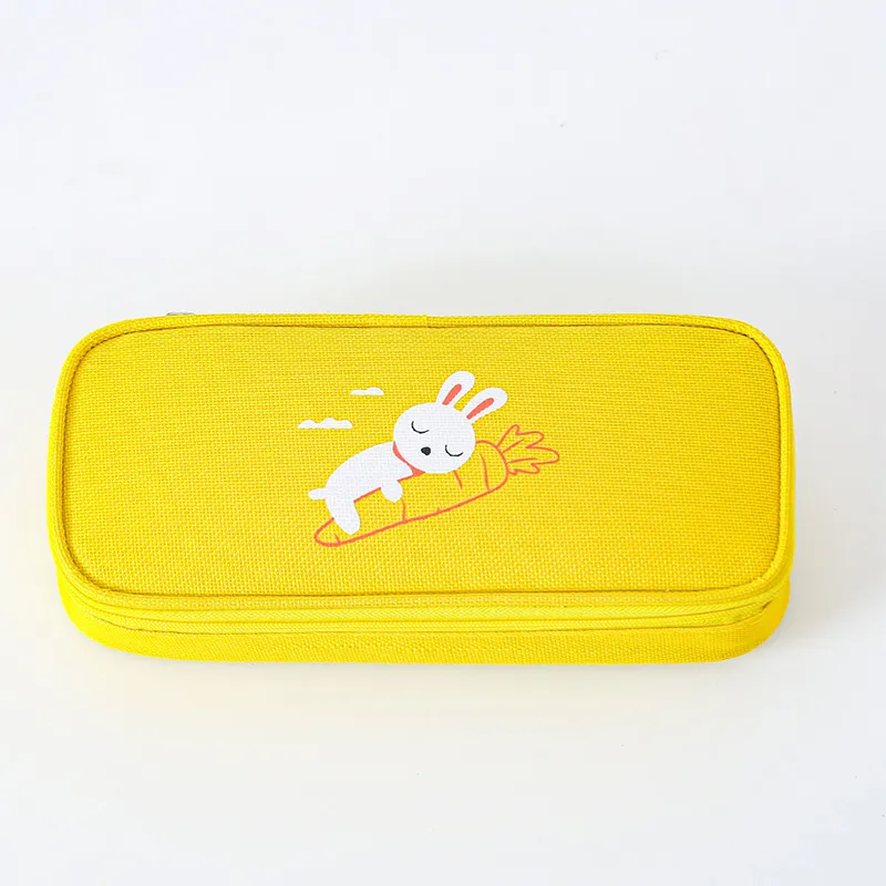 Cute Cartoon Animal Large Capacity Pen Pencil Case Zipper Pen Pouch Student Stationery Supplies Yellow big image 1