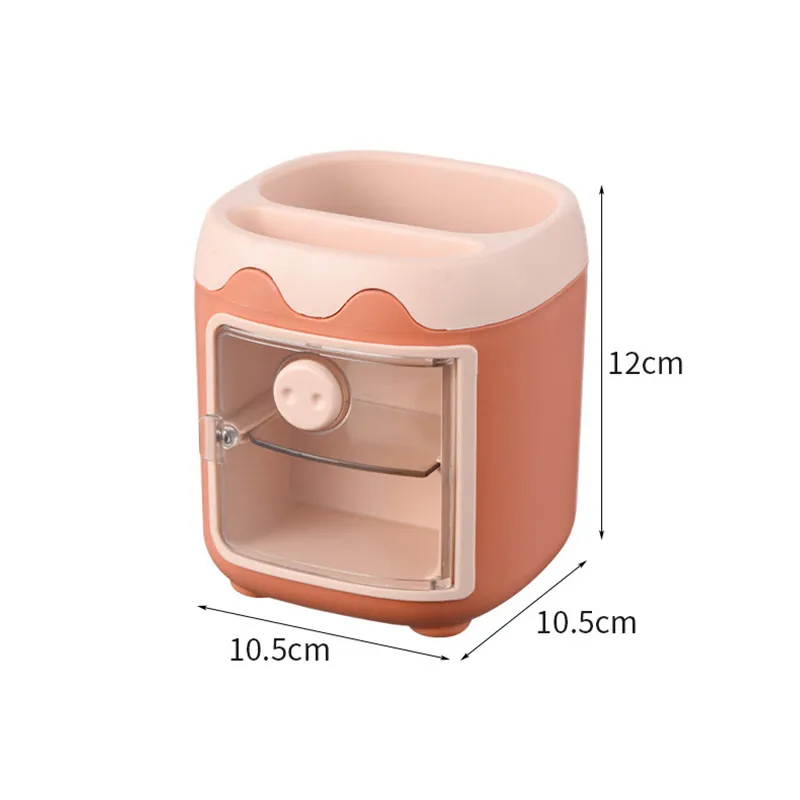 Cute Pen Holder with Dust Lid Compartment Pencil Pen Holder Desk Organizers Container Stationery Supplies  big image 1