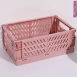 سلة تخزين بلاستيكية قابلة للطي إبداعية صندوق منظم قرطاسية لسطح المكتب زهري