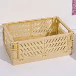 سلة تخزين بلاستيكية قابلة للطي إبداعية صندوق منظم قرطاسية لسطح المكتب الأصفر