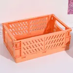 سلة تخزين بلاستيكية قابلة للطي إبداعية صندوق منظم قرطاسية لسطح المكتب البرتقالي