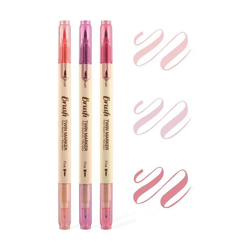 Coloring Dual Brush Marker Pens Fine Point and Brush Tip Art Colored Markers Pink