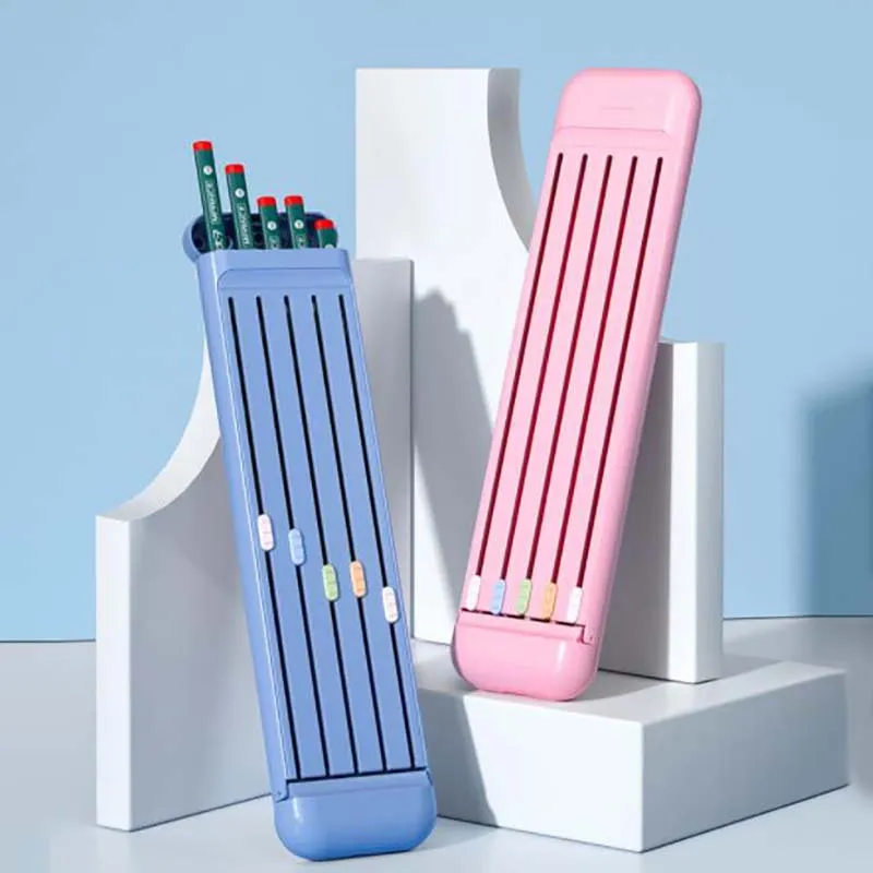 4-Piece Set Pencil Case Stationery Set Including Pencil Box & Eraser & Ruler & Pencils Students Stationery Supplies big image 2