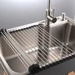 Rack de secagem de pratos dobrável roll-up rack de secagem de pia de cozinha escorredor de pratos portátil escorredor de pratos  image 3
