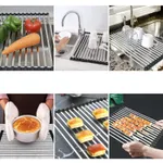 Rack de secagem de pratos dobrável roll-up rack de secagem de pia de cozinha escorredor de pratos portátil escorredor de pratos  image 5