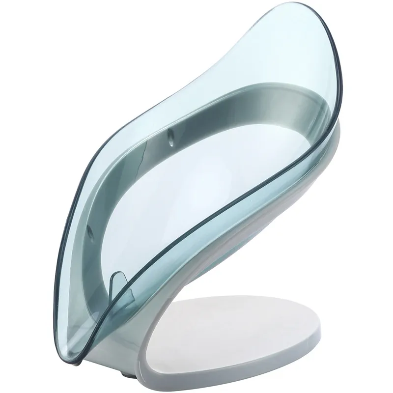 Creative Leaf Shape Soap Holder with Suction Cup Not Punched Soap Box Tray Self Draining to Keep Soap Dry Easy to Clean big image 2
