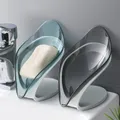 Creative Leaf Shape Soap Holder with Suction Cup Not Punched Soap Box Tray Self Draining to Keep Soap Dry Easy to Clean  image 4