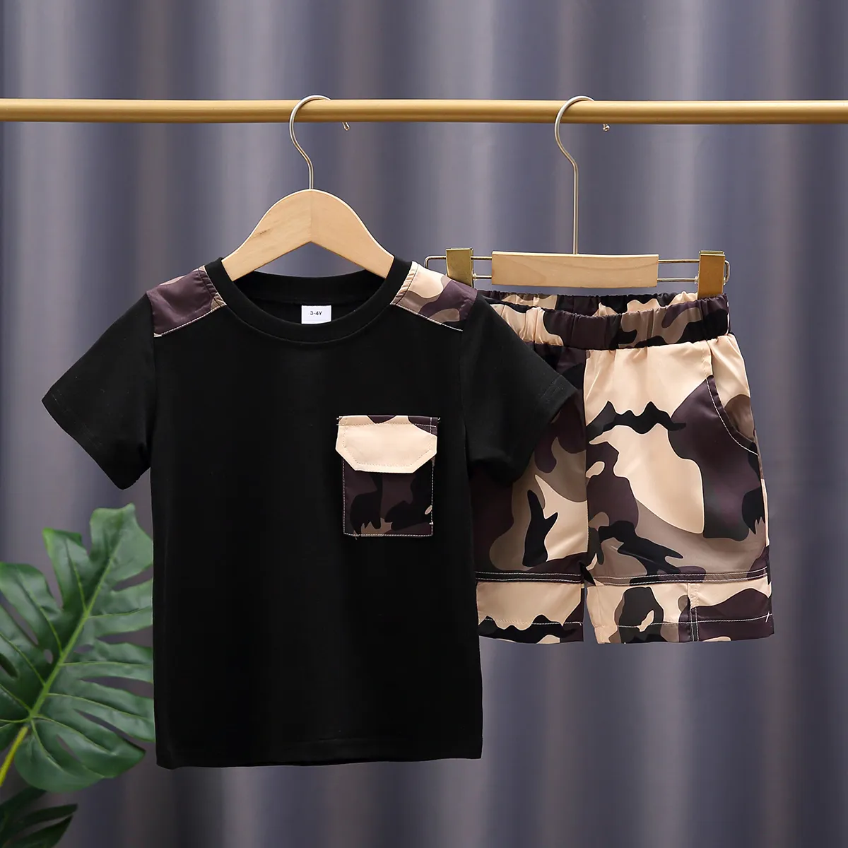 2pcs Toddler Boy Casual Camouflage Print Tee and Shorts Set