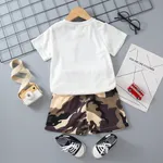 2pcs Toddler Boy Casual Camouflage Print Tee and Shorts Set White image 2