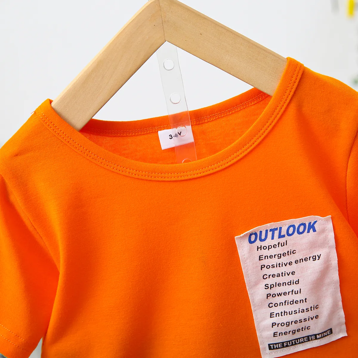 2 pièces Enfant en bas âge Garçon Double couche Tendance ensembles de t-shirts Orange big image 1