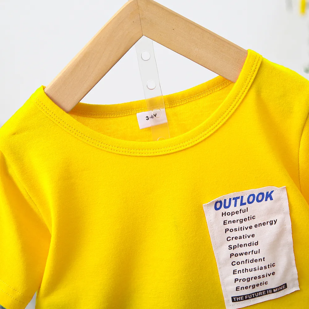 2 Stück Kleinkinder Jungen Unechter Zweiteiler Avantgardistisch T-Shirt-Sets gelb big image 1