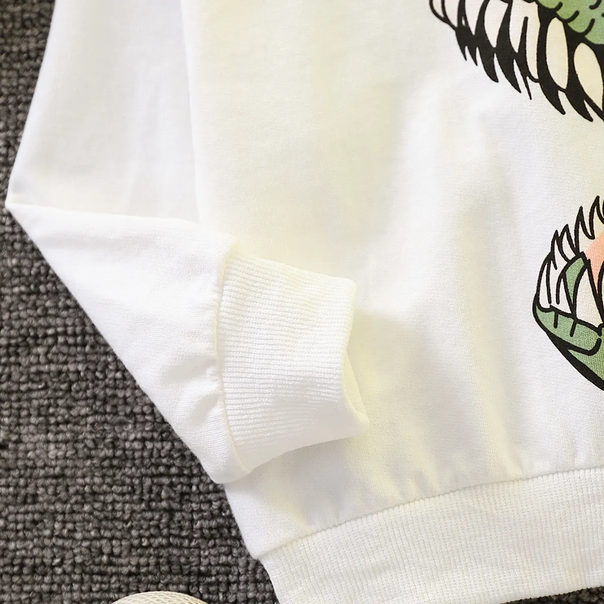 2 Stück Kleinkinder Jungen Aufgesetzte Tasche Kindlich Dinosaurier Sweatshirt-Sets weiß big image 1