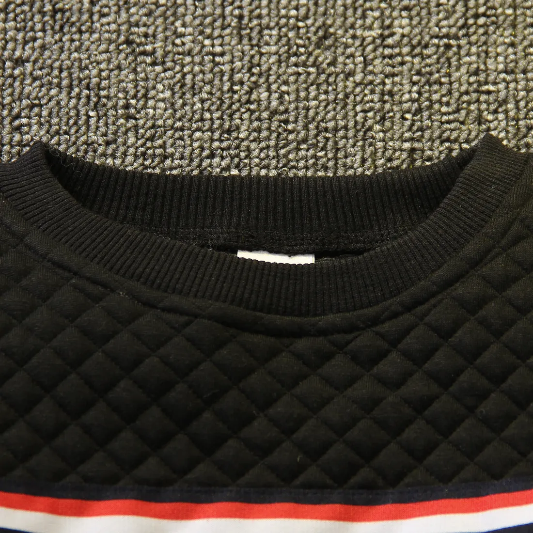 Kid Boy Preppy style Striped Webbing Textured Pullover Sweatshirt Black big image 1