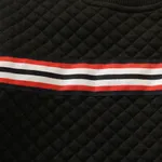 Kid Boy Preppy style Striped Webbing Textured Pullover Sweatshirt Black image 5
