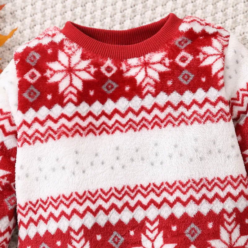 Christmas Baby Boy/Girl Allover Snowflake Long-sleeve Flannel Pullover  image 3