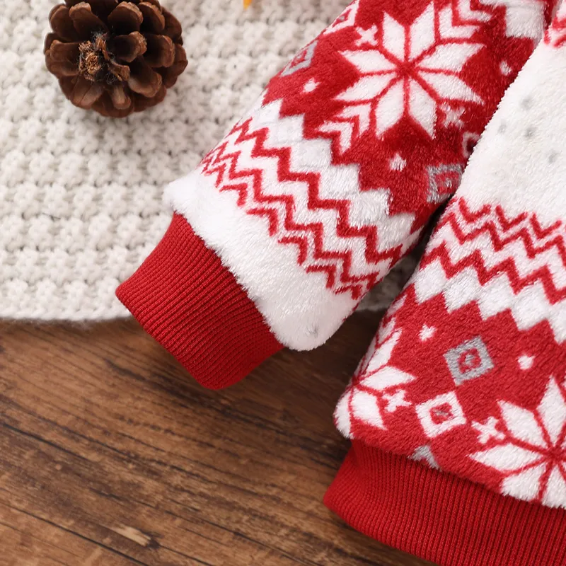 Christmas Baby Boy/Girl Allover Snowflake Long-sleeve Flannel Pullover  image 6