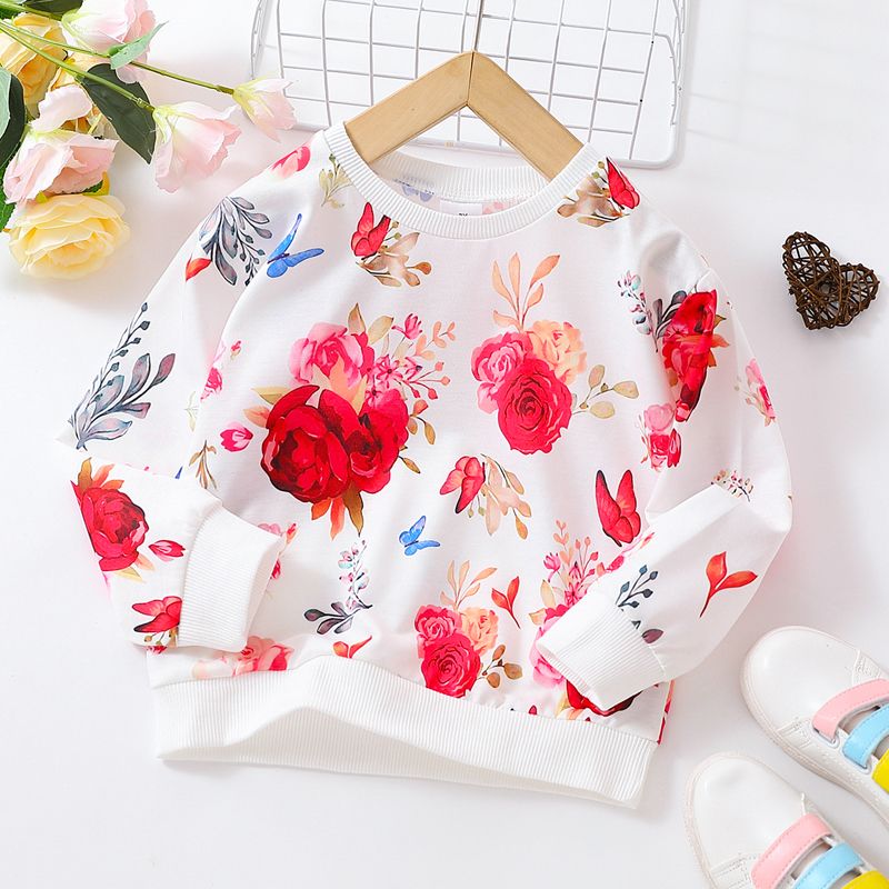 

Toddler Girl Sweet Floral Print Pullover Sweatshirt