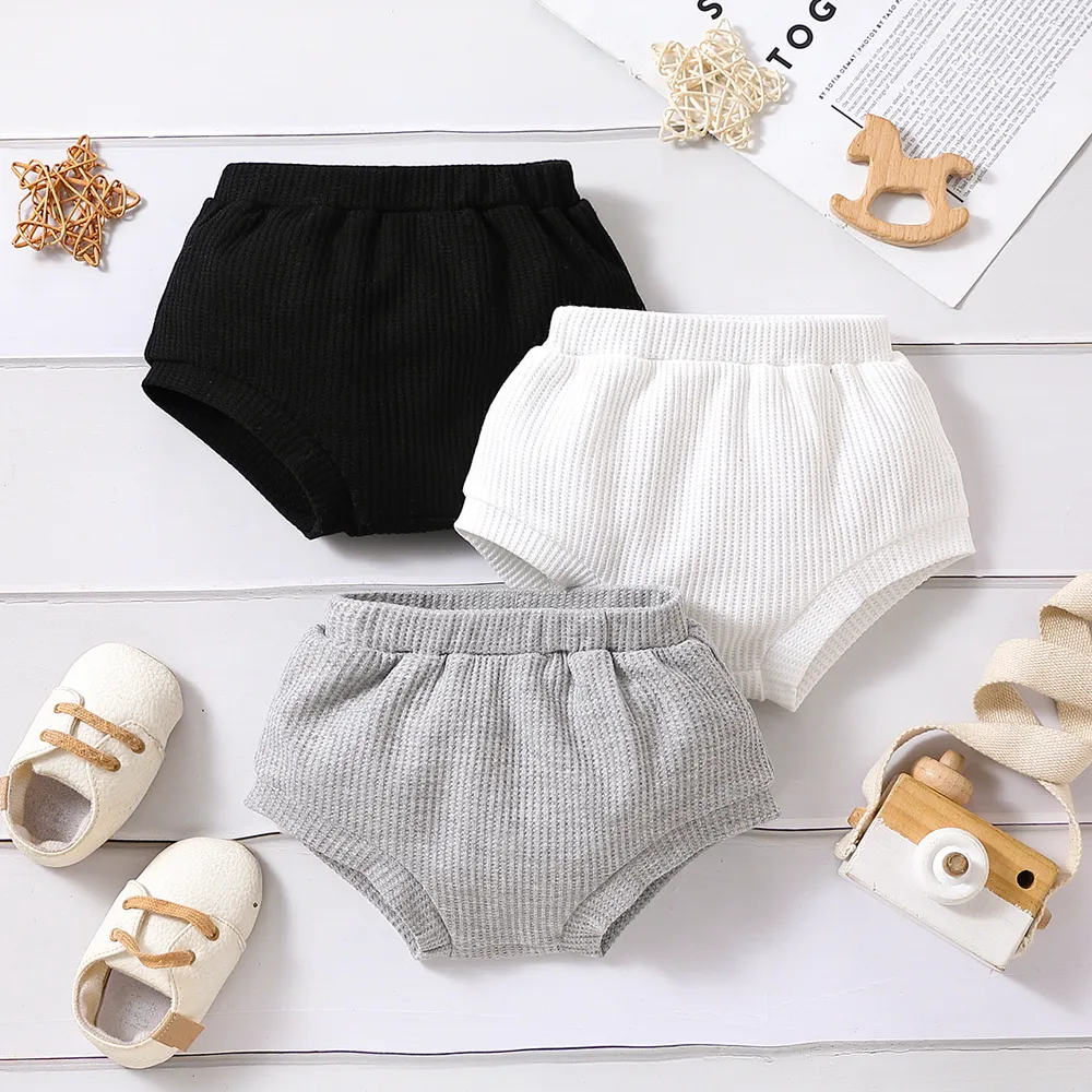 Baby Boy/Girl Solid Waffle Textured Shorts big image 2